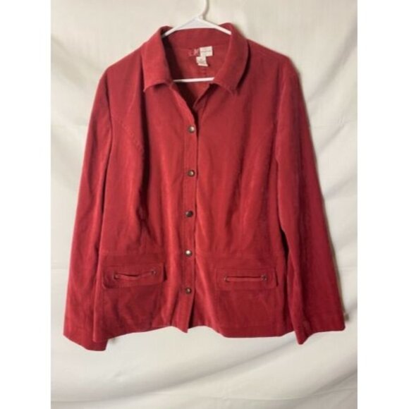 JM COLLECTION WOMENS PLUS SIZE 18 1X BUTTON UP TOP SHIRT BLOUSE PINK SUPER SOFT - Picture 1 of 1